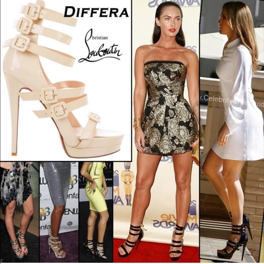 Christian Louboutin Differa strappy sandals pumps patent bone cream 38.5